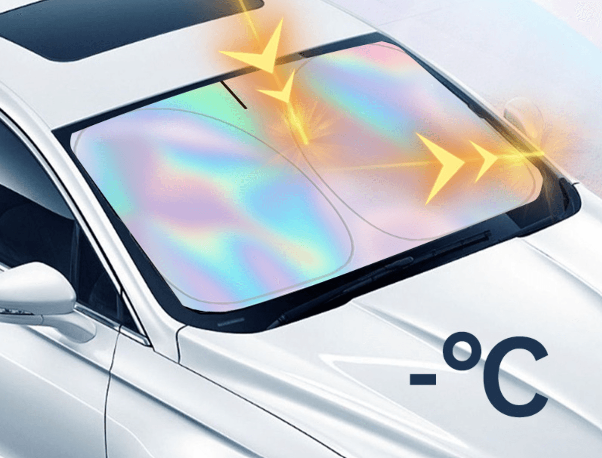 Laser Titanium Silver Front Windshield Sun Visor, Universal Snap-on Summer Heat Insulation And Sun Protection Car Sun Visor
