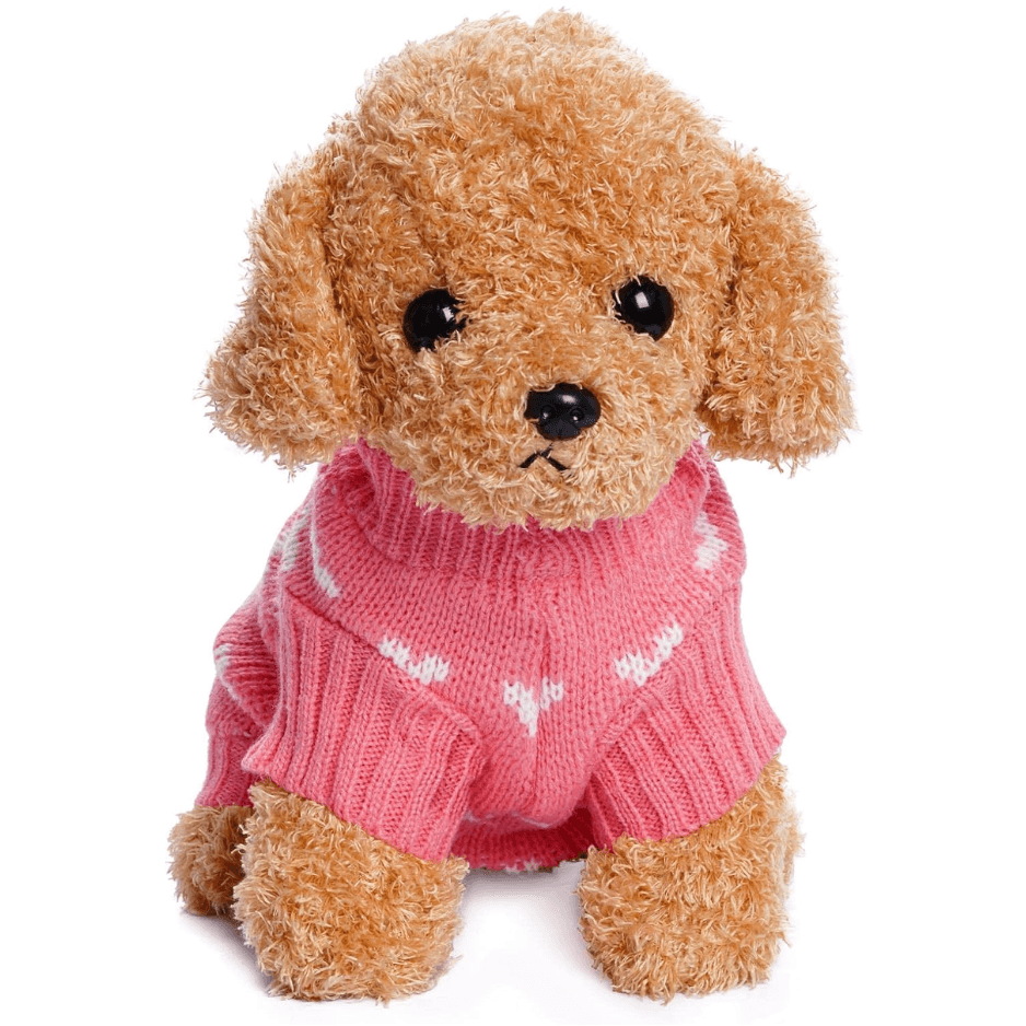 Dog Knitted Sweater Heart Puppy Sweater Warm Soft Pet Holiday Clothes For Small Cats And Dogs