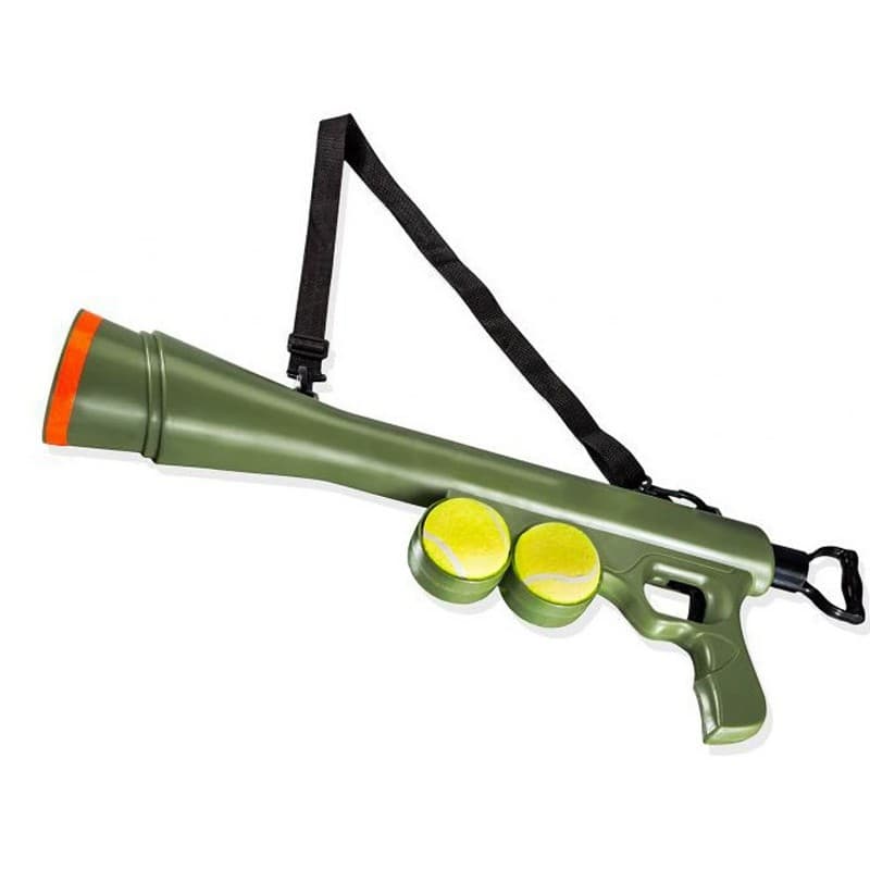 Gun Dog Ball Launcher 60cm Long Thrower With Strap, Poo Bags &  2 Tennis Balls