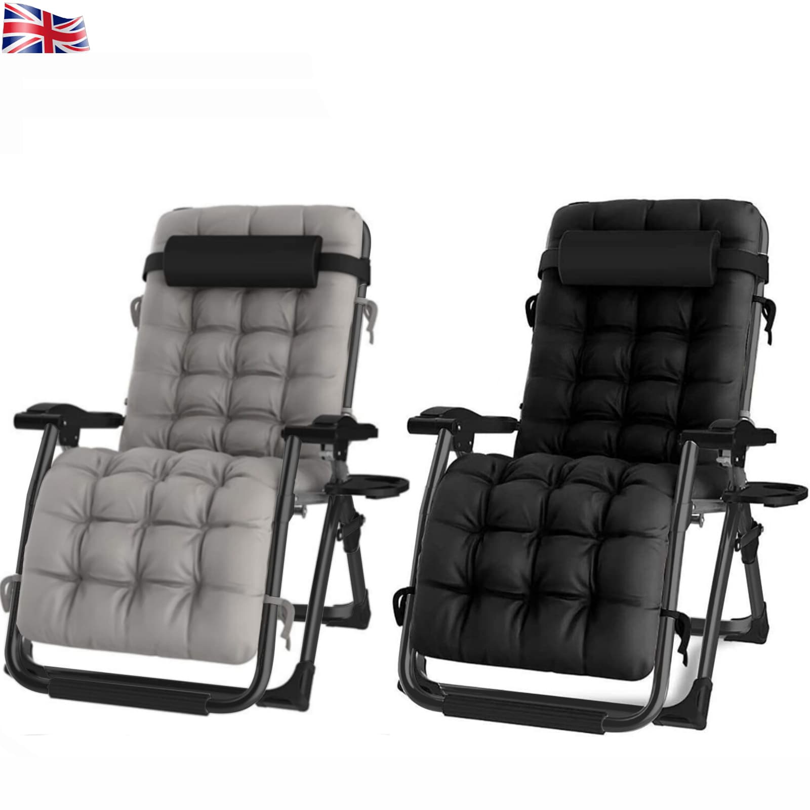 Garden Zero Gravity Chair Heavy Duty Sun Lounger Beach Outdoor Folding Reclining