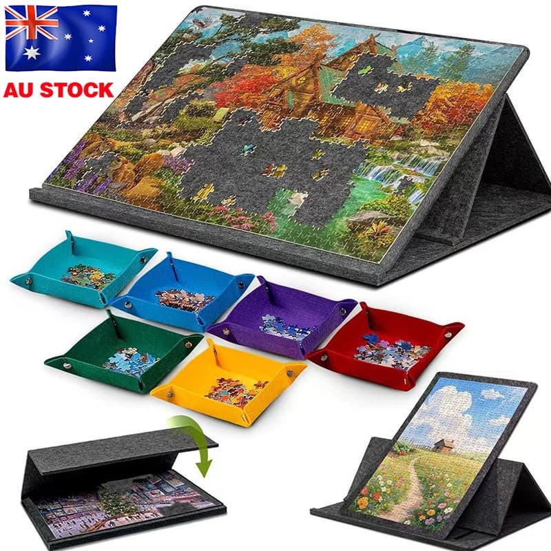 1000 Pcs Jigsaw Puzzle Board With 6 Sorting Trays, Portable Felt Table Stand
