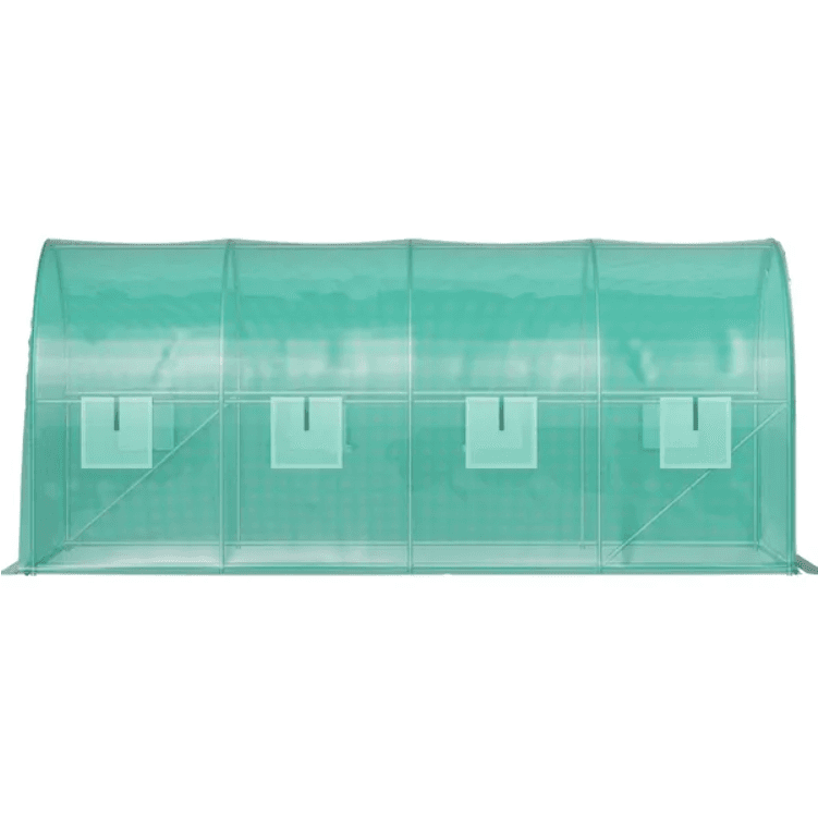VEVOR Walk-in Tunnel Greenhouse, 14.8 X 6.6 X 6.6 Ft Portable Plant Hot House W  Galvanized Steel Hoops, 1 Top Beam, Diagonal Poles, Zippered Door   8 Roll-up Windows, Green