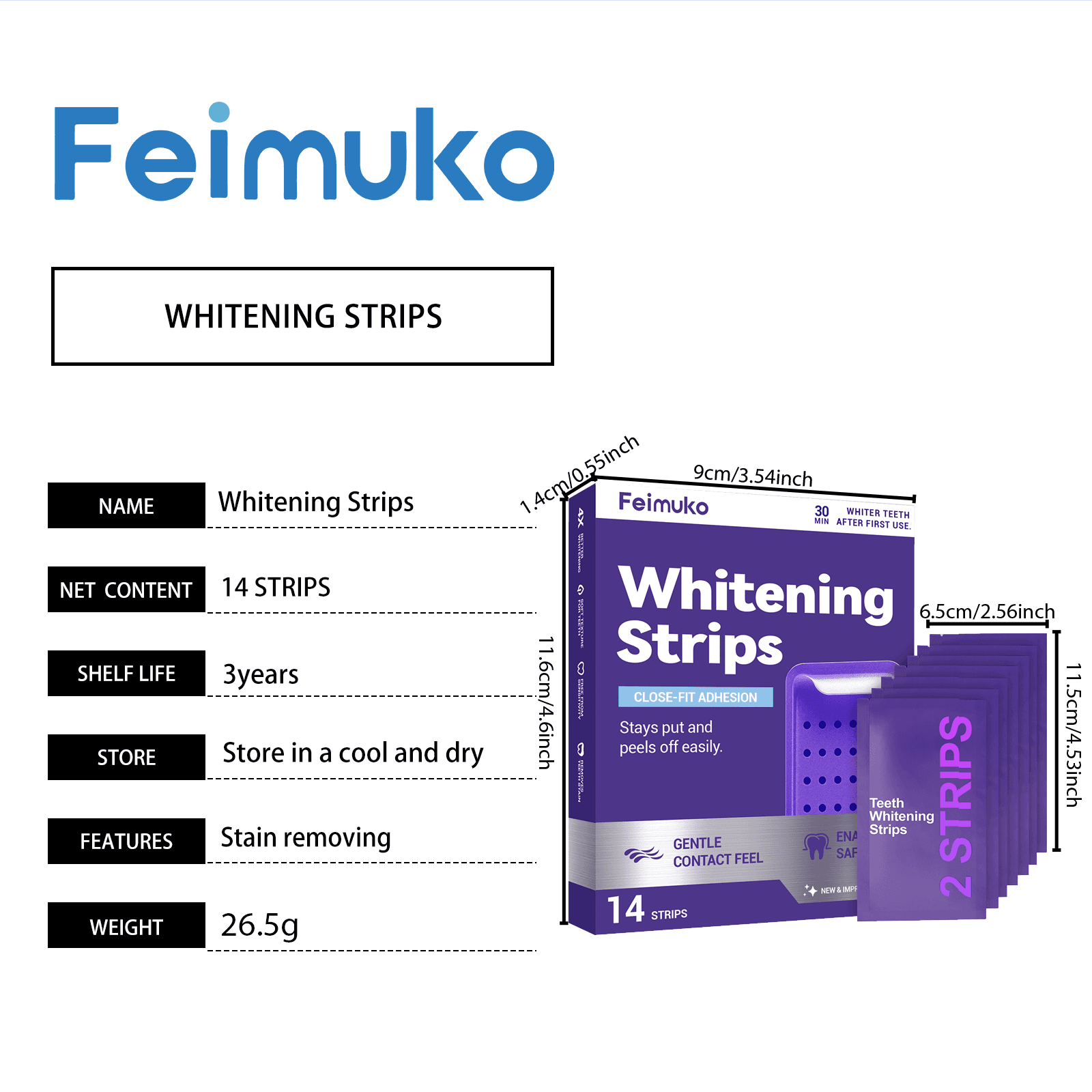 Purple Whitening And Stain-Removing Tooth Stickers 7 Pieces Per Pack