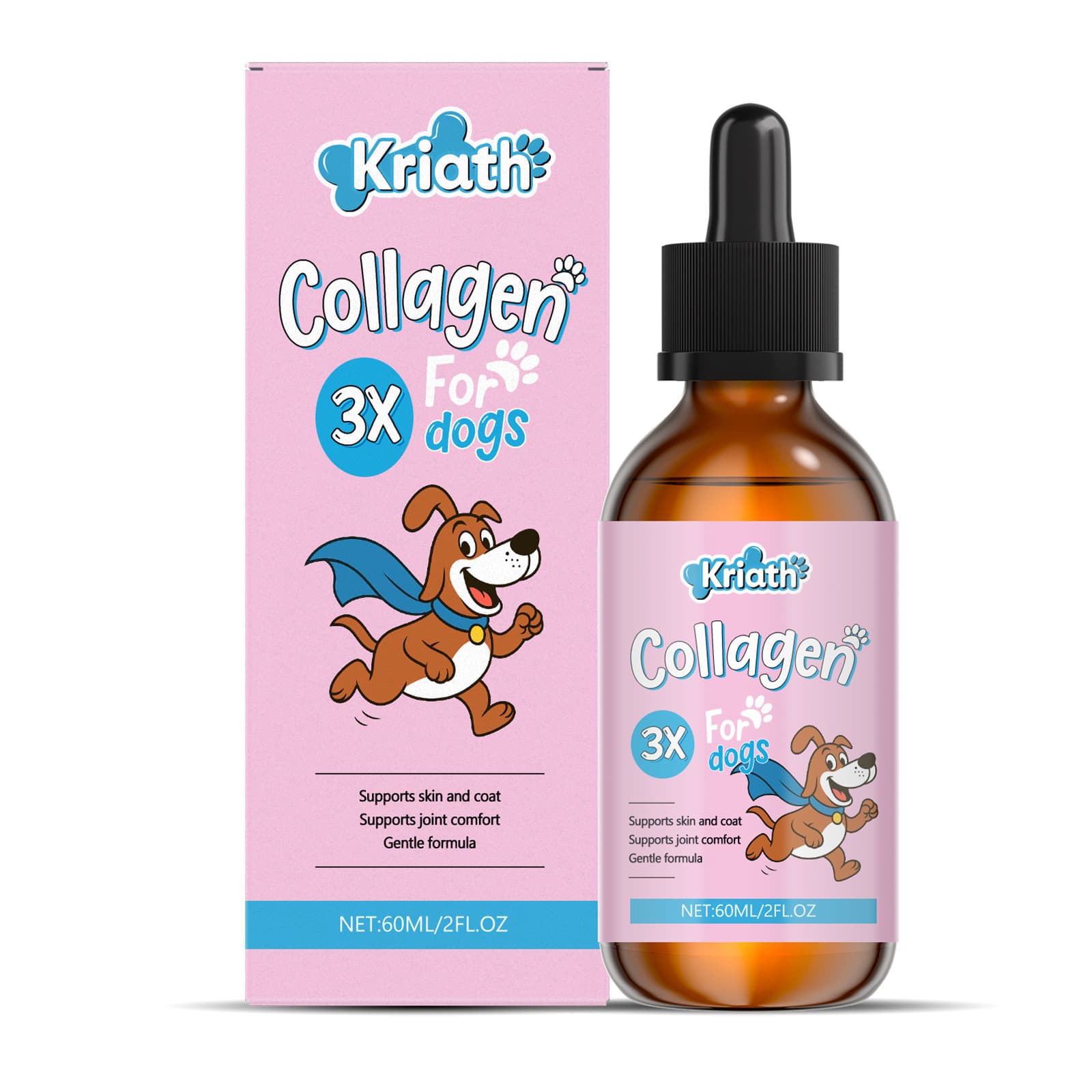 Kriath Pet Nutritional Drops - Gentle Formula For Coat And Skin Care, A Supplement To Main Dog Food