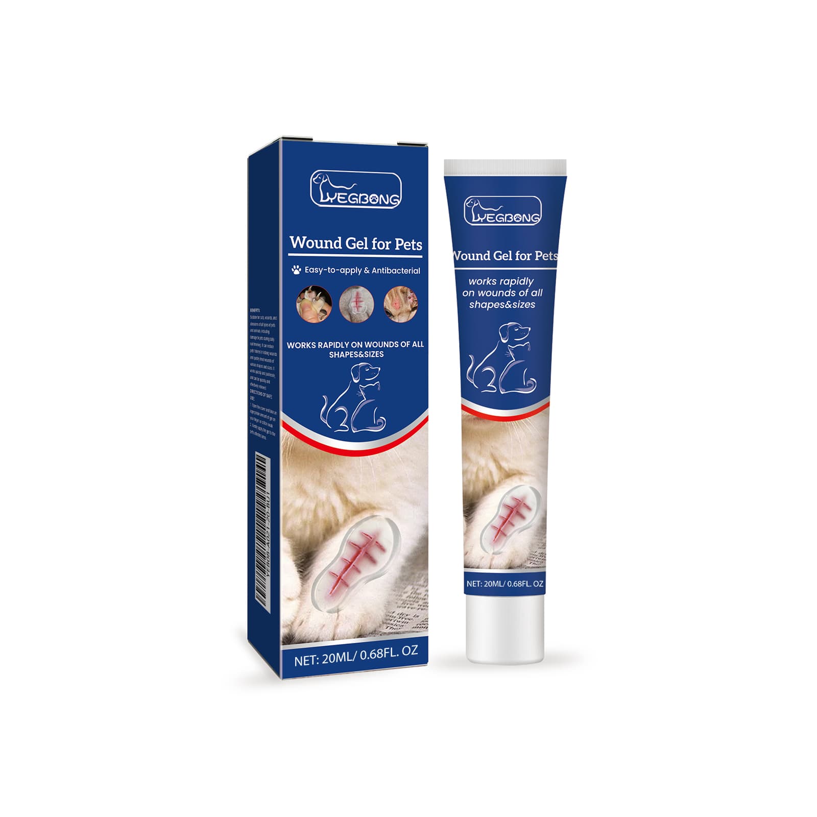 Pet Wound Care Gel 20ml-box Dog Cat Skin Moss Wound Waterproof Care Wound Repair Gel