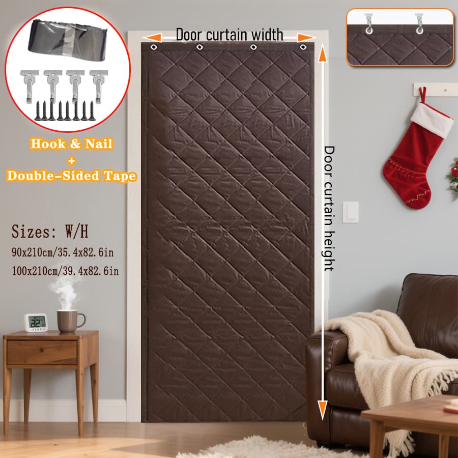 Oxford Cloth Thick Cotton Thermal Door Curtain, Magnetic Seal Windproof Sound Insulation Door Drape With Complete Hanging Hardware, Energy Saving Cold Block Door Cover For Home Garage Storehouse Winte