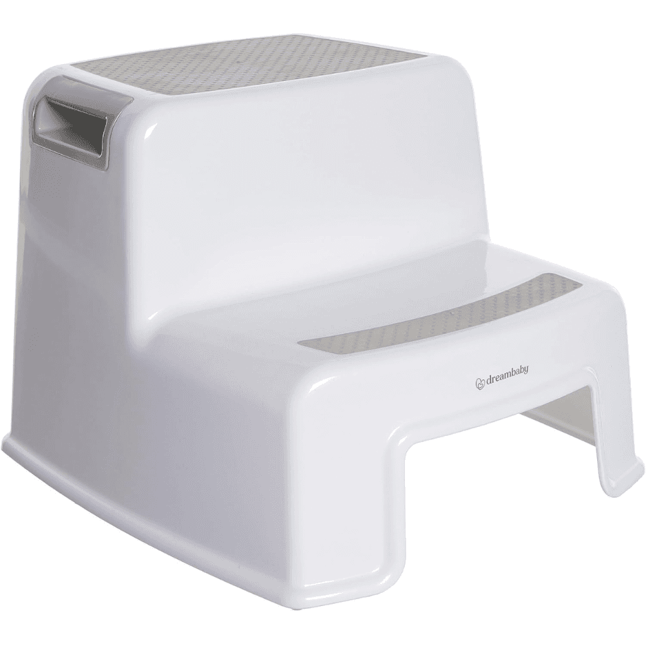 Dreambaby 2 Up Toddler Step Stool With Non Slip Base, Kids Step Stool For Bathroom, Potty Training And Kitchen, Holds Up To 175lbs - Grey White