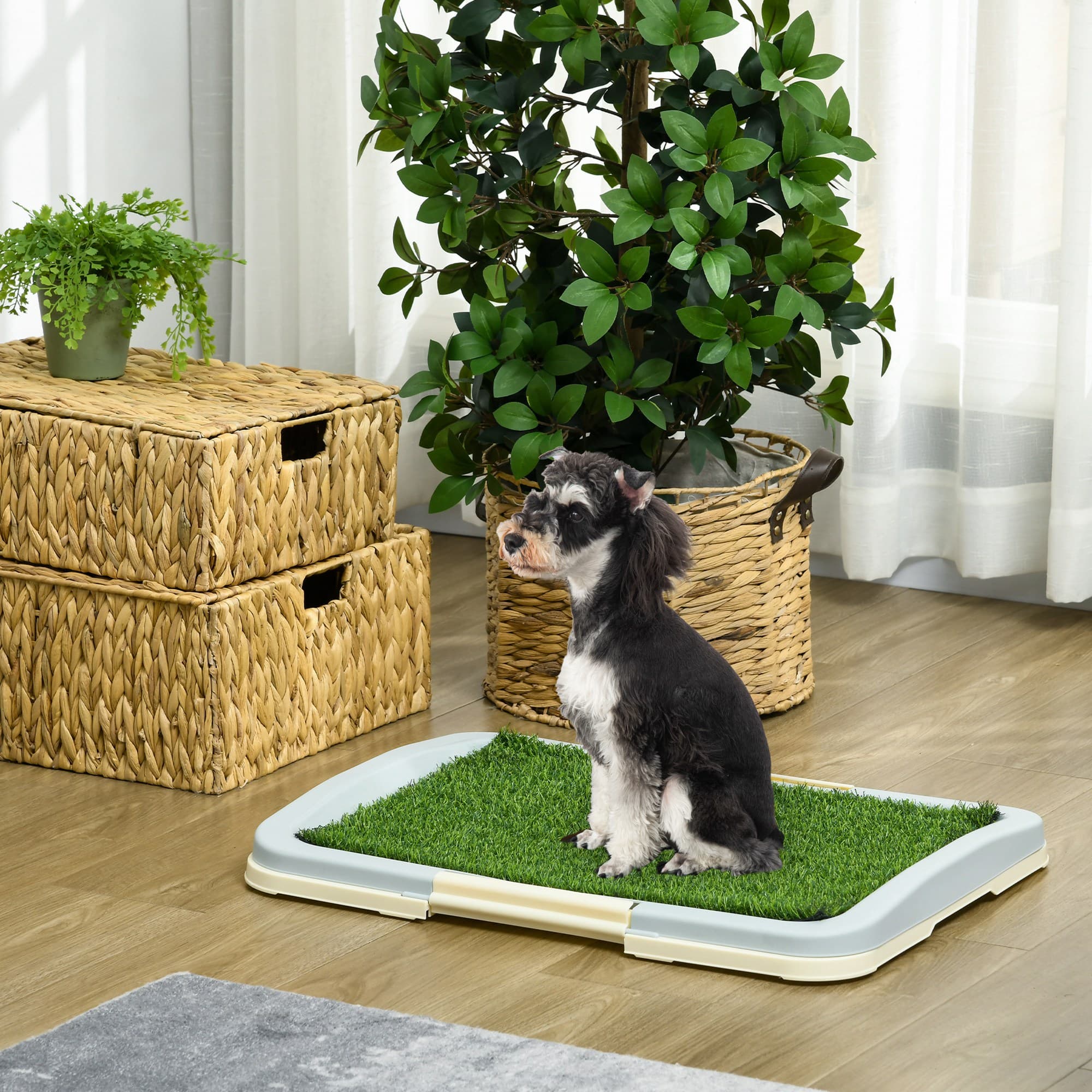 Puppy Training Mat, Indoor Portable Puppy Mat With Artificial Lawn, Grid, Panel, And Tray, Size-63 X 48.5 Centimeters