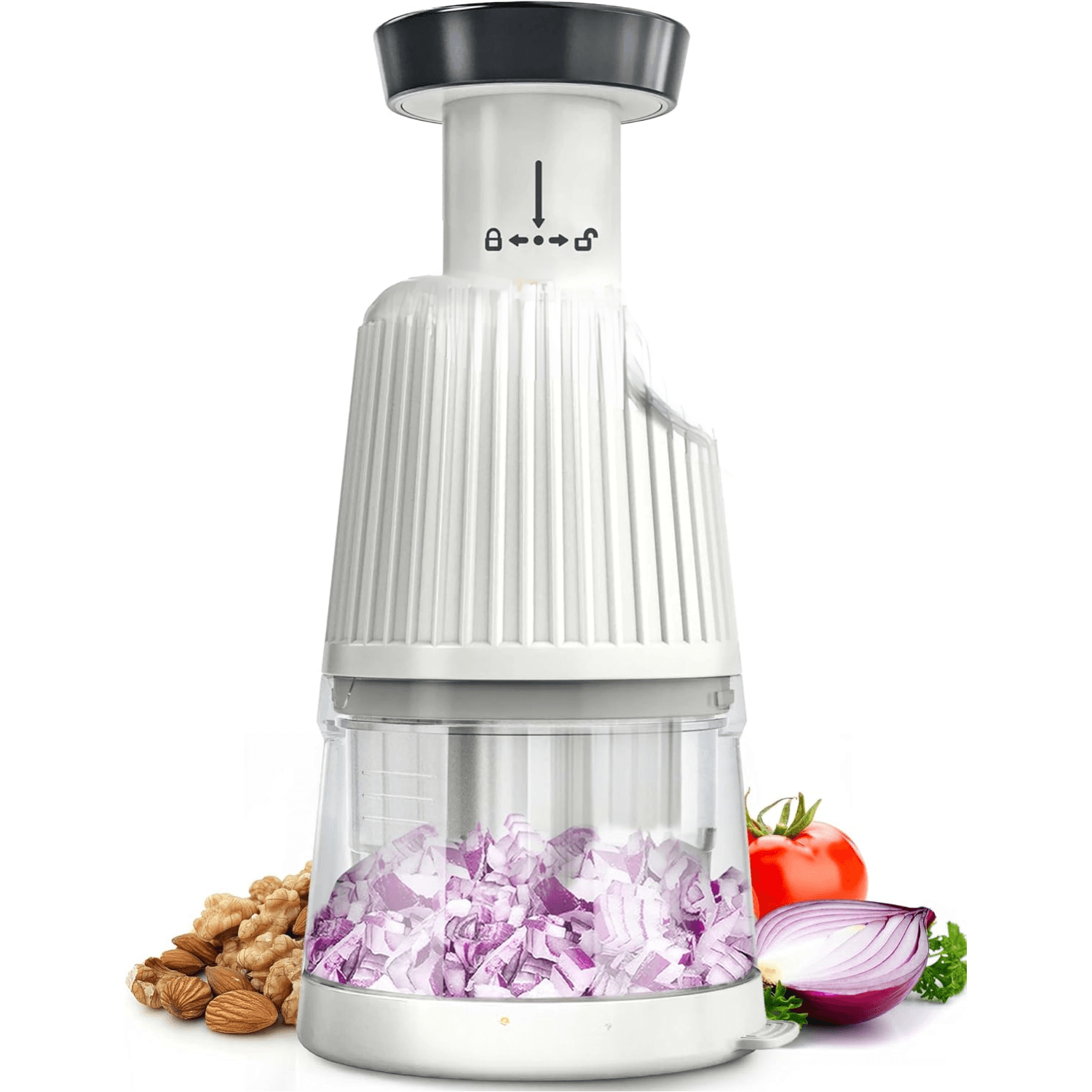 Push Food & Vegetable Chopper, Manual Dicing Cutter For Easy Kitchen Food Prep