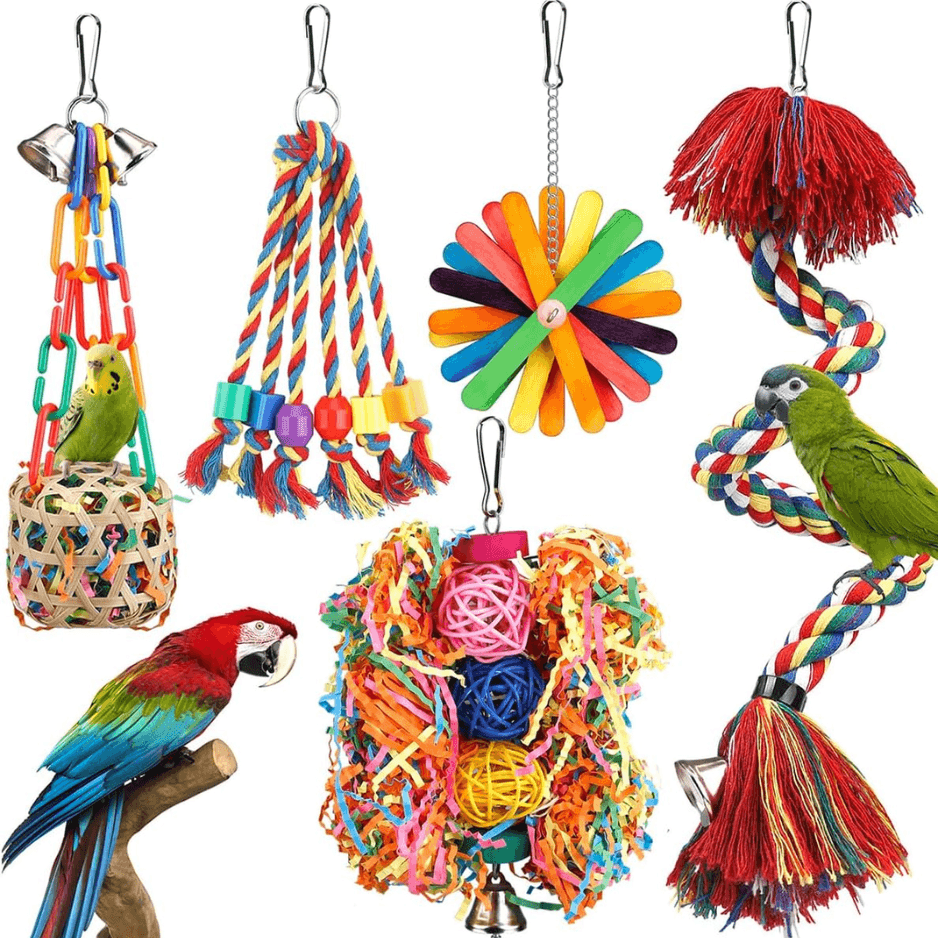 Bird Rope Perch Toy With Bell, Colorful Chew & Foraging Toy For Parrots