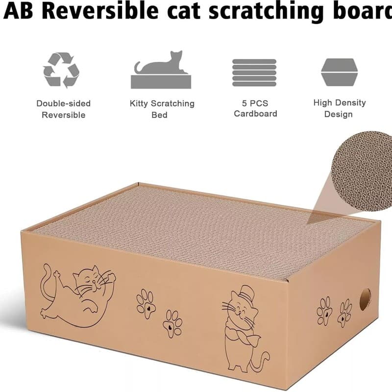 5X Cat Box Scratcher Scratching Board Heavy Duty Corrugated Cardboard Kitten UK