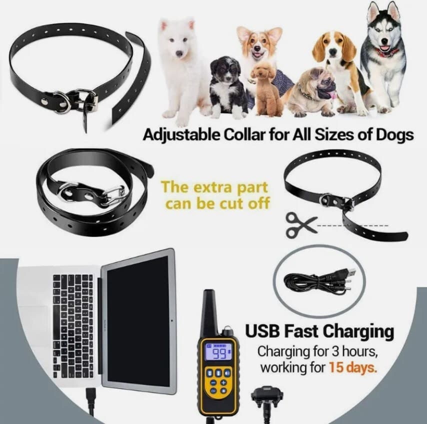 800M Electric Pet Dog Training E-Collar Anti-Bark Obedience Remote Control LCD