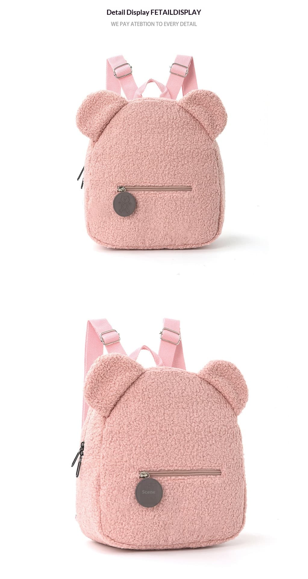 Plush Backpack 2025 New Popular Fashion Casual Ear Teddy Bear Backpack Cartoon Children's Backpack-1087 Khaki