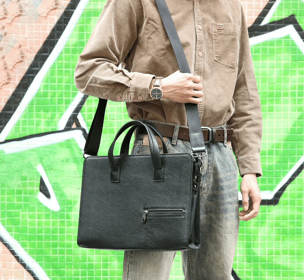Head Layer Bull Pilar Pole Box Universal Wheel Luggage Box Retro Leather Black Travel Box Briefcase Combination Set