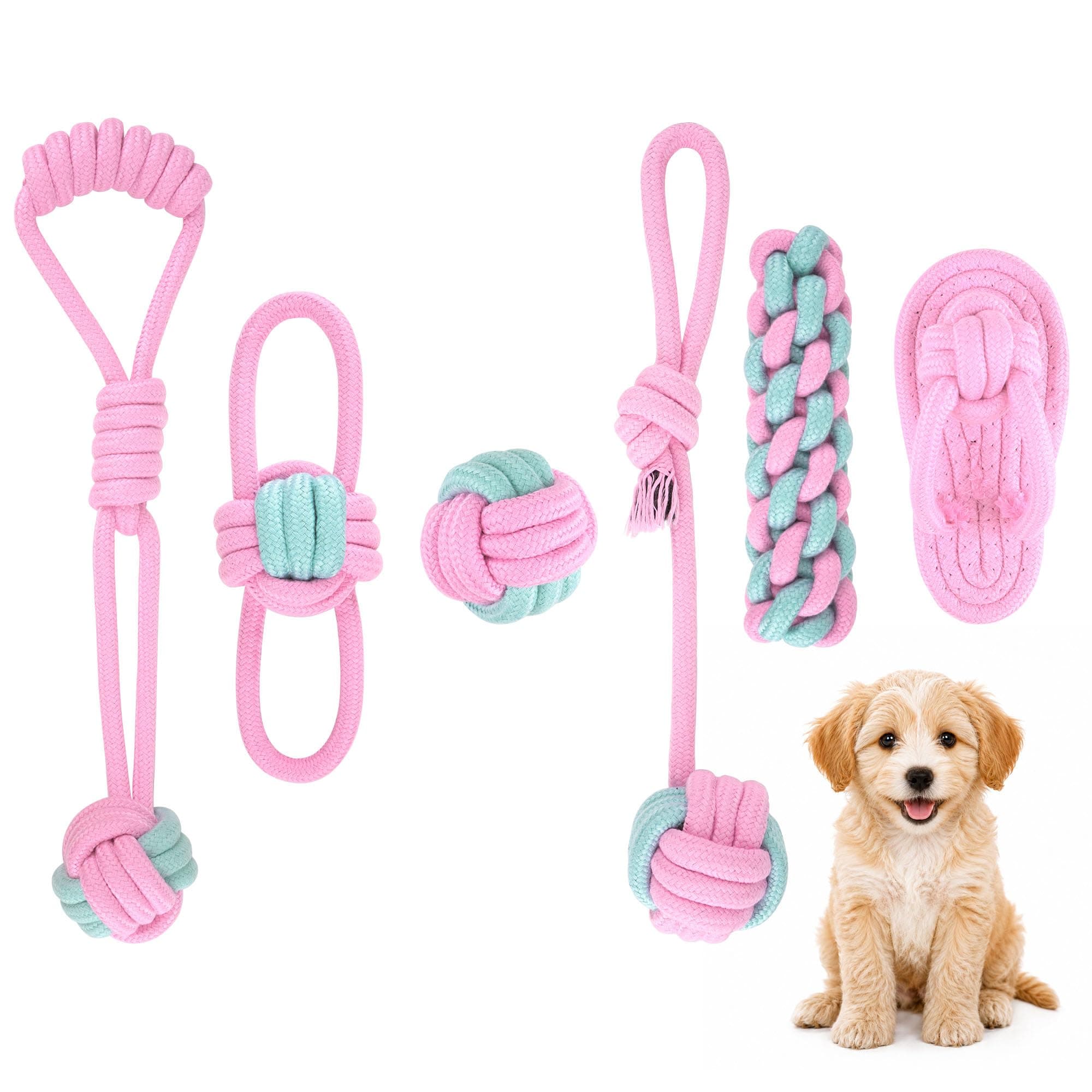 Dog Rope Toys For Puppies And Small Dogs, 6 Pack Cotton Rope Chew And Tug Toys For Teething Puppies, Tossing And Indoor Play