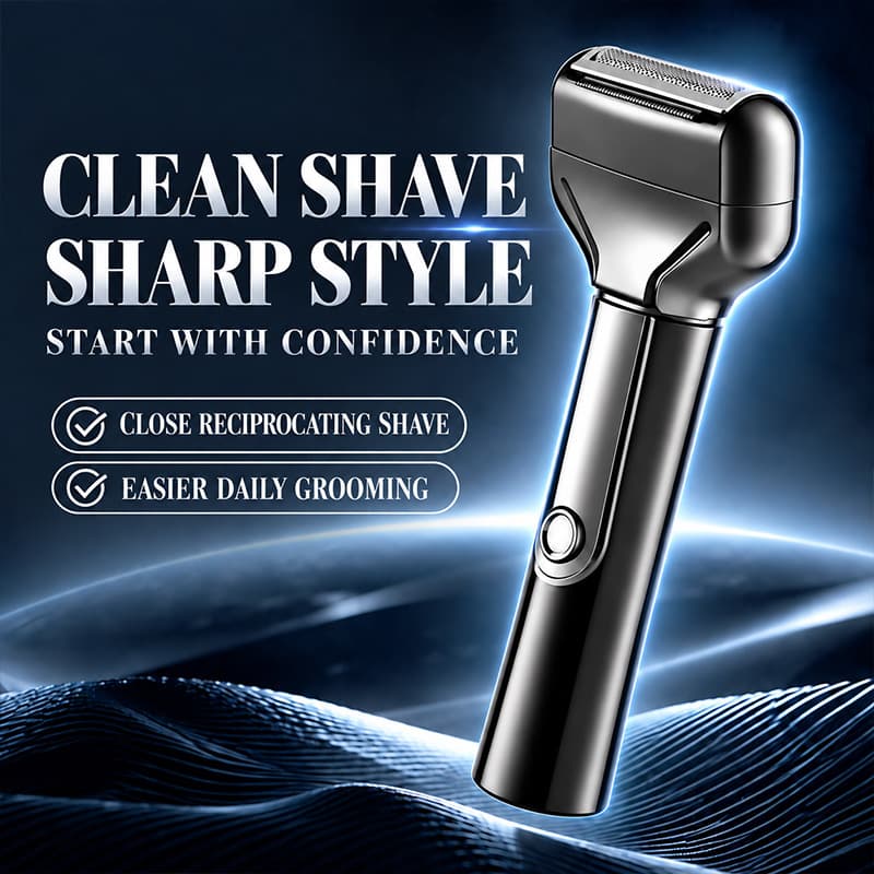 Reciprocating Electric Shaver For Men, Portable Electroplated Beard Razor With Slim Metal Alloy Body