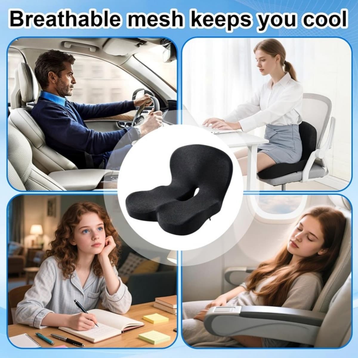 Memory Foam Seat Back Pain Support Booster Cushion Chair Car Pillow Lumbar