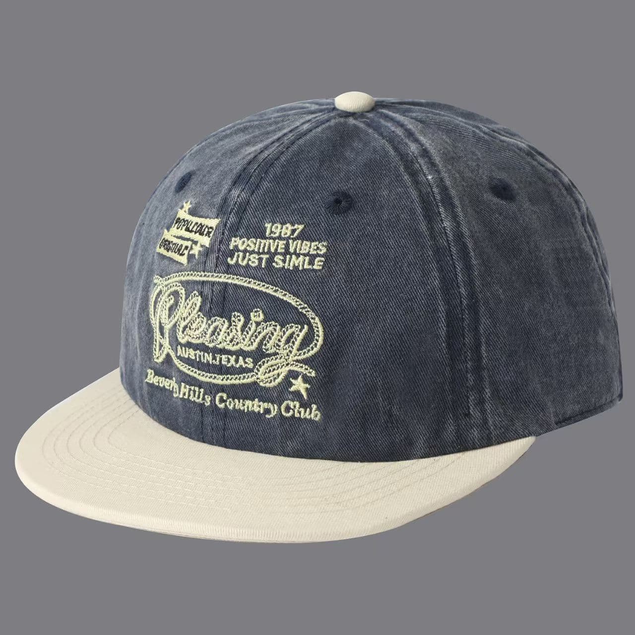 Color-matched Embroidery Letters 1987 Flat-brim Baseball Cap, Suitable For Both Men And Women, Suitable For Daily Work, Commuting To School Or Other Outings.