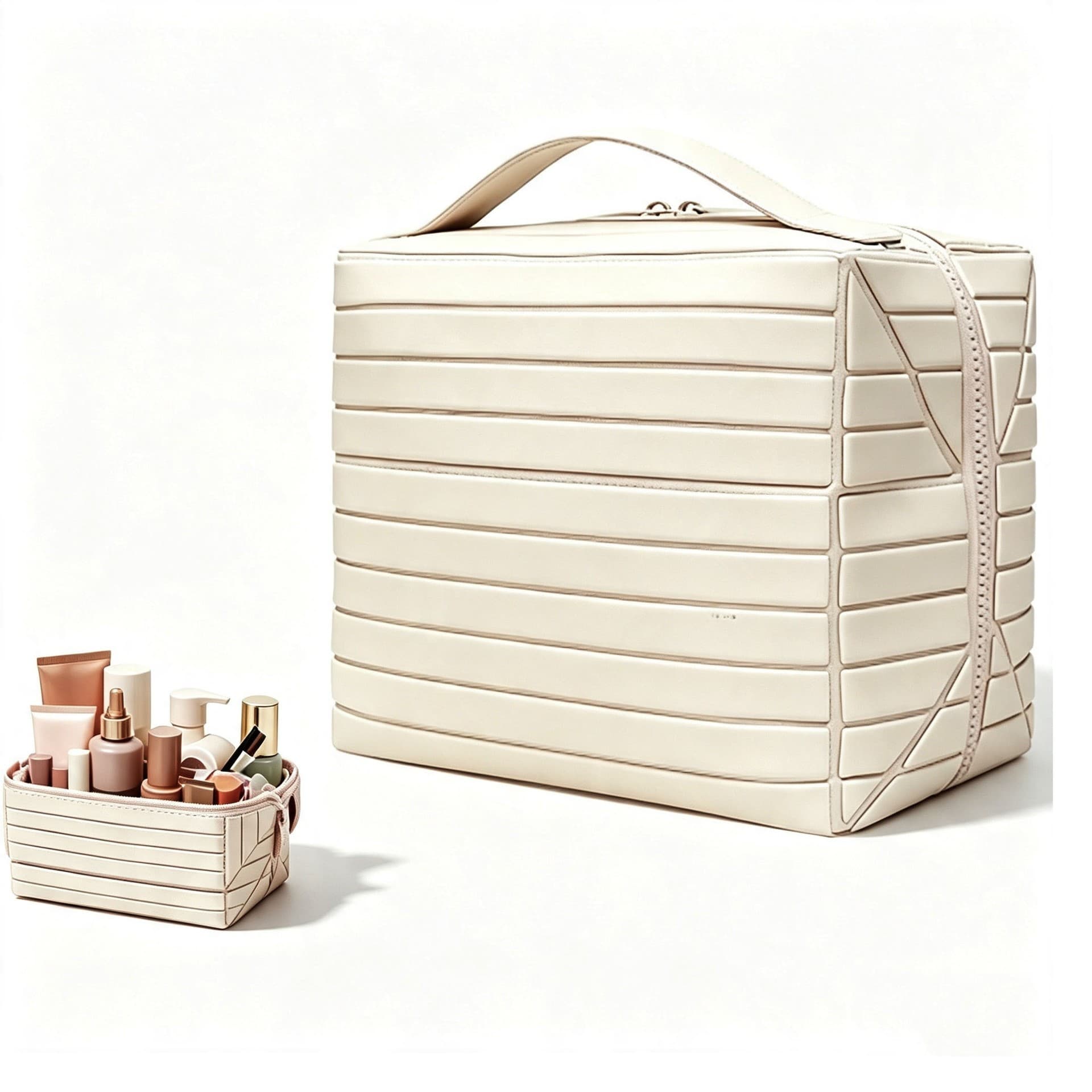 Foldable Standing Makeup Bag With Large Capacity And Multiple Compartments, Portable Toiletry Bag, Travel Skincare Products, Cosmetics Storage Bag