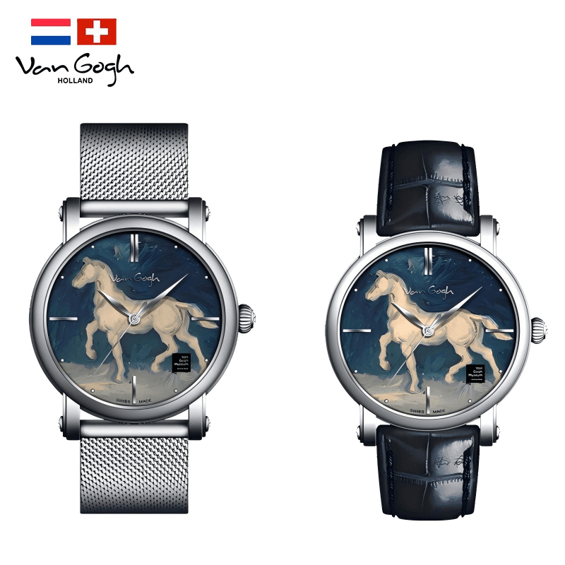 Van Gogh Quartz Wrist Watch Horse Plaster Statue