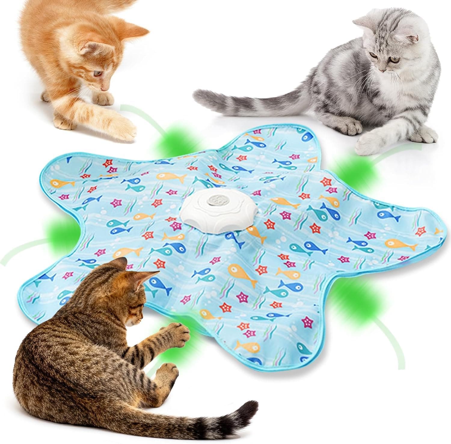 Rechargeable Automatic Cat Toy, 3-Mode Touch-Activated Interactive Cat Toy With Random Motion Concealed Feather & Squeaky Sound