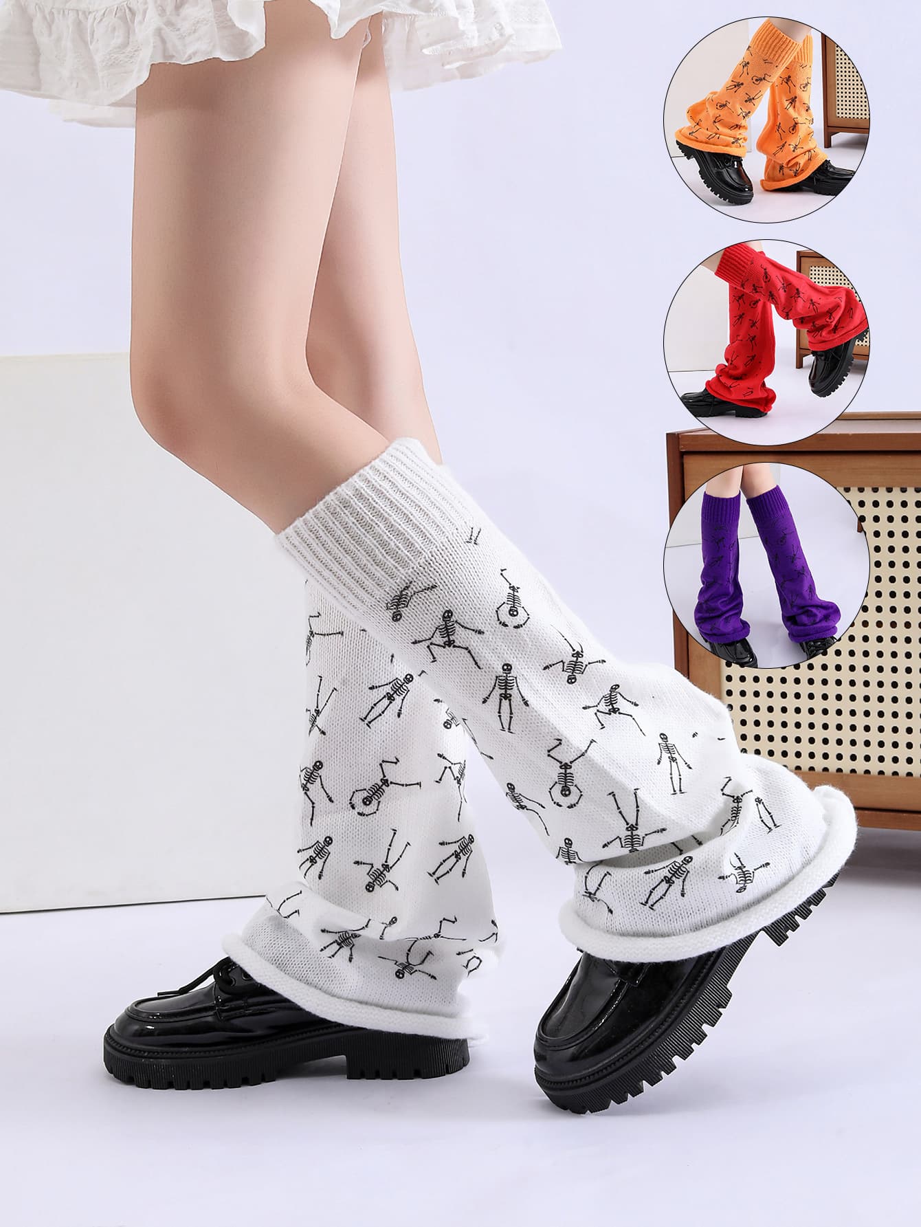 Women Girls Neon Halloween Print Knit Leg Warmers For Party Clubwear Daily