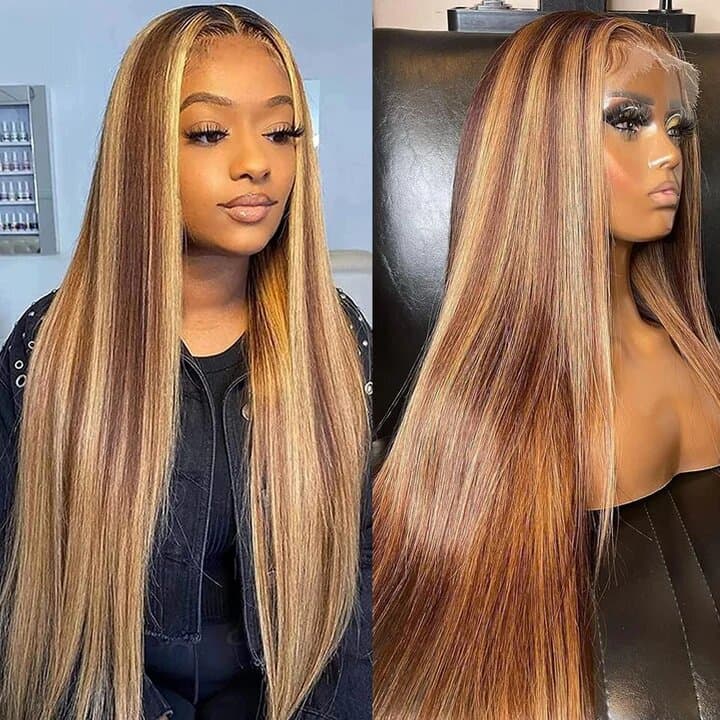 13x4 Straight Human Hair Lace Front Wig P4 27, Density