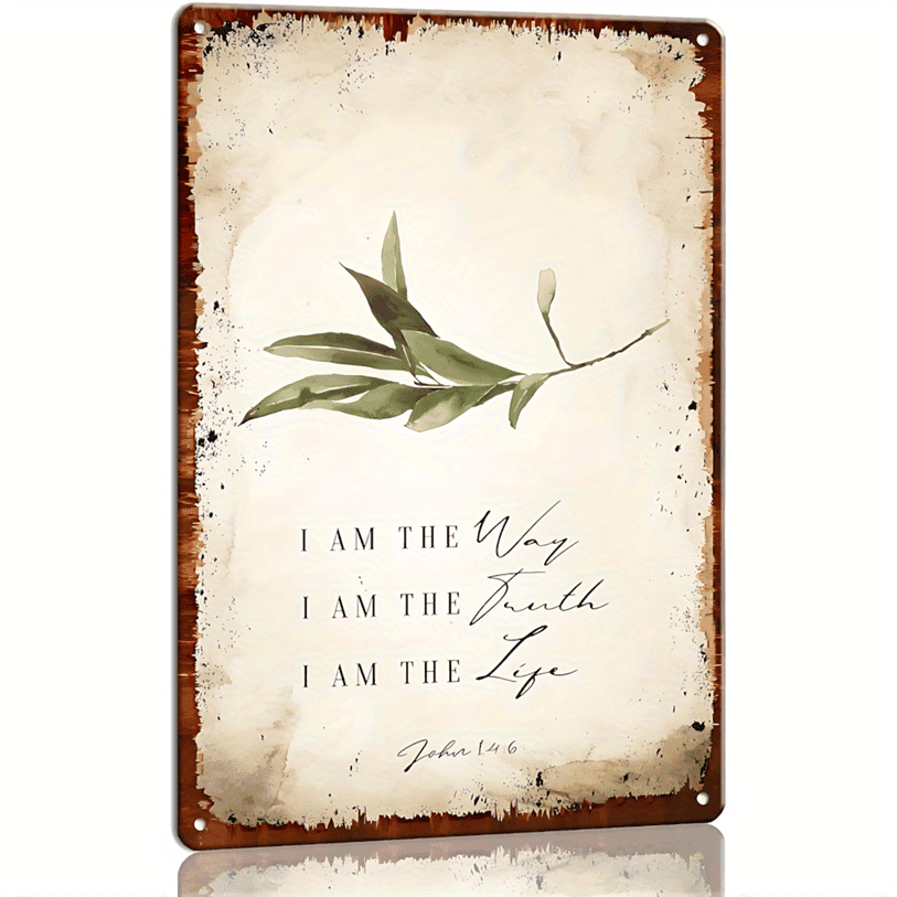 Vintage I Am The Way Truth Life Metal Sign Religious Christian Church Wall Decor