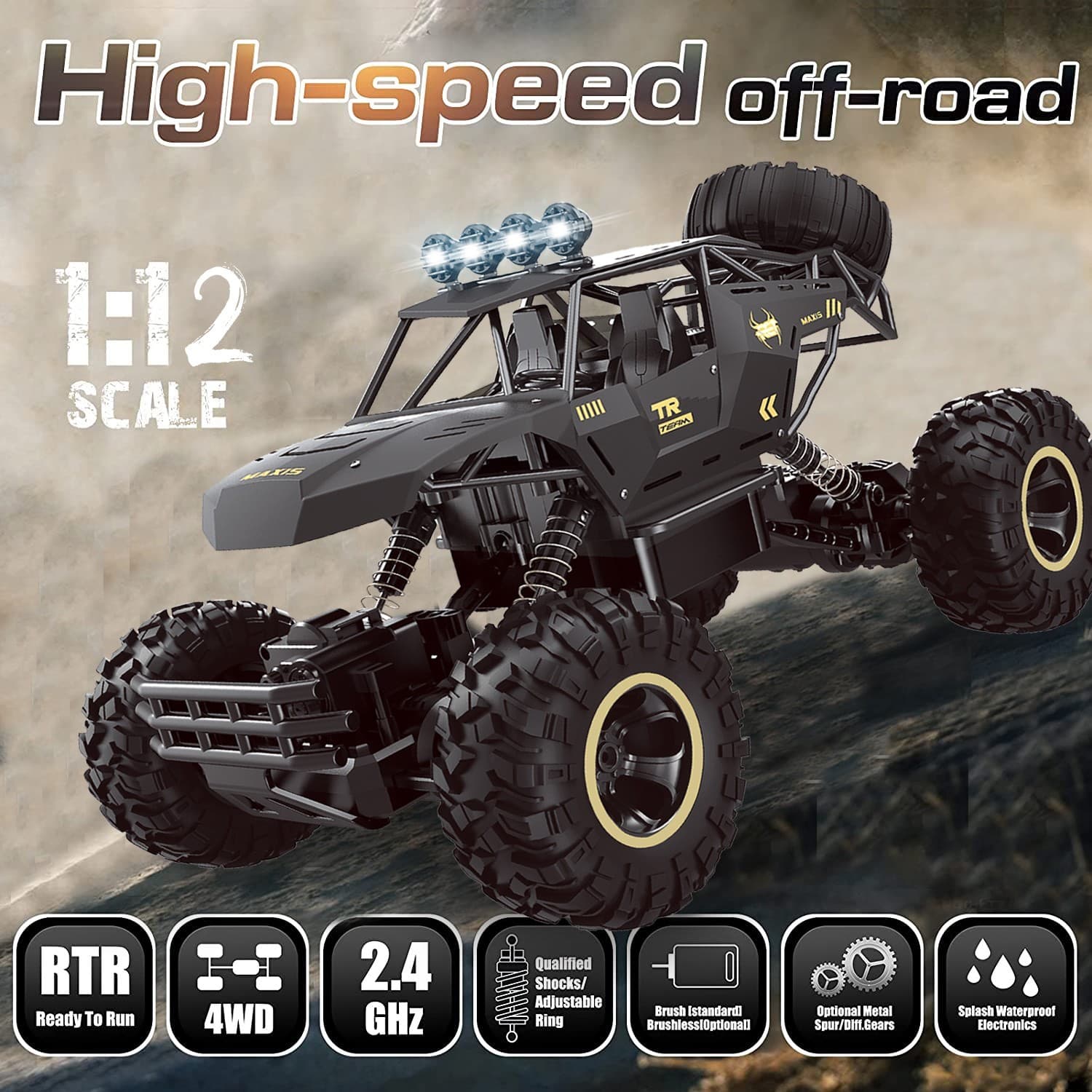 1 Twelfth Scale 2.4G 4WD RC Truck Off-Road Vehicle Kids Toy Gift