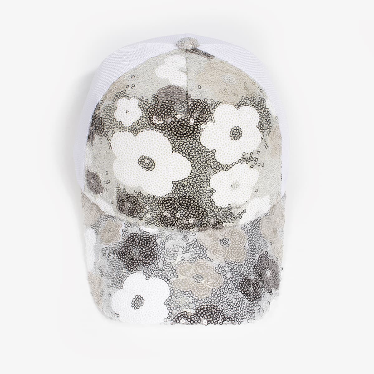 Women's Retro Floral Sequin Patchwork Breathable Mesh Baseball Cap, Trendy And Fashionable, Suitable For Summer Outings And Vacation Wear.