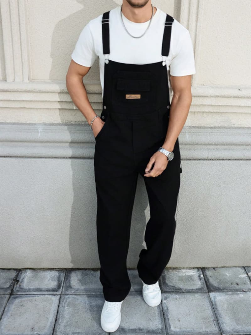 Black Denim Overalls Men Plus Size Big And Tall Relaxed Loose Fit Workwear Bib Overalls US Ready Stock