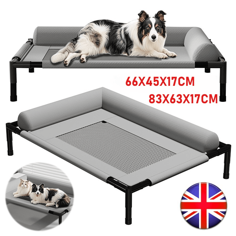 Orthopaedic Elevated Pet Dog Bed Raised Bolster Sofa With Cushion 83cm UK