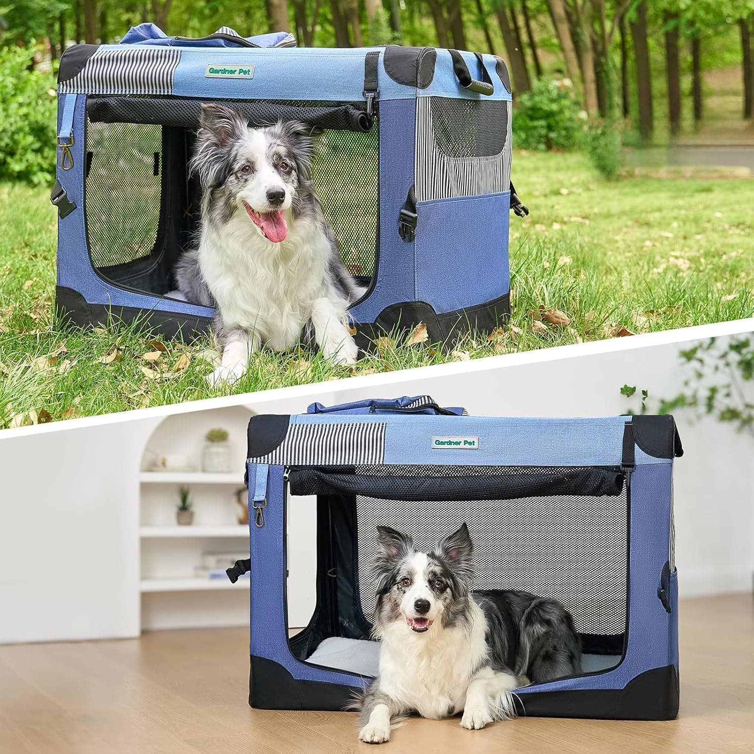 Gardner Pet Foldable Dog Crate, Grey, 66 X 48 X 48 Cm, Cats And Dogs Up To 15 Kg
