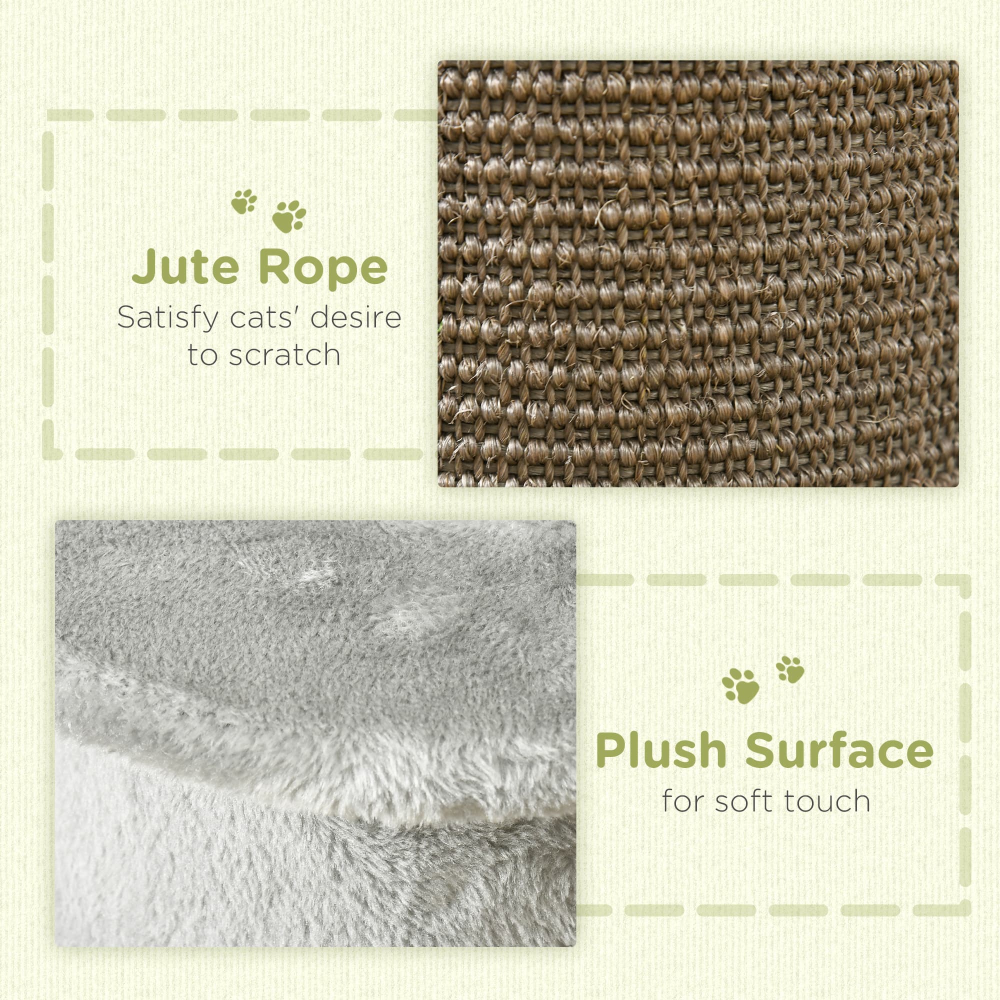 58cm Cat Scratching Post, With Covered Plush, Play Balls, For Corner Walls - Grey