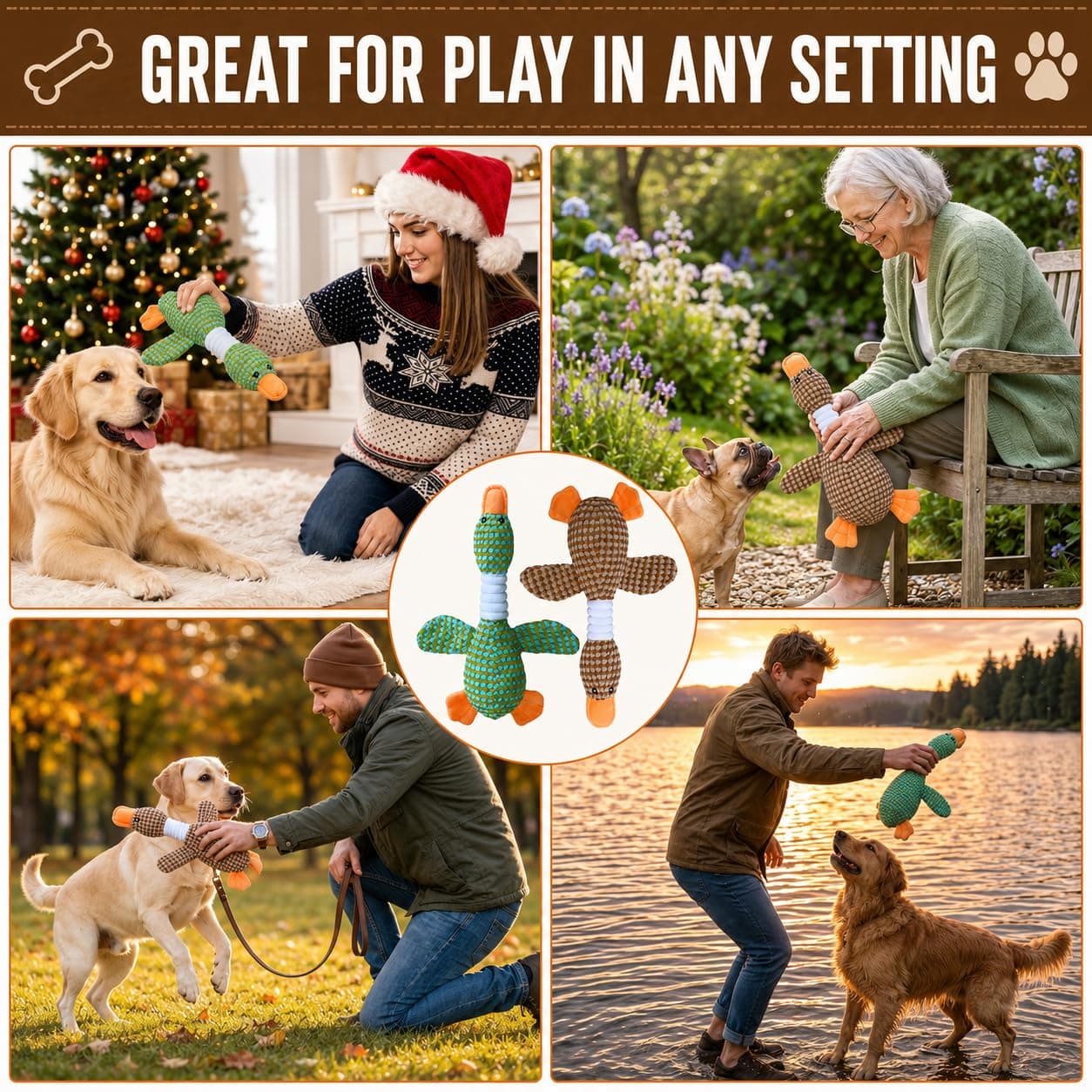 Dog Toys For Aggressive Chewers, Duck Plush Squeaky Crinkle Chew Toy For Puppies And Small Medium Large Dogs, Interactive Teething Toys To Reduce Boredom And Anxiety