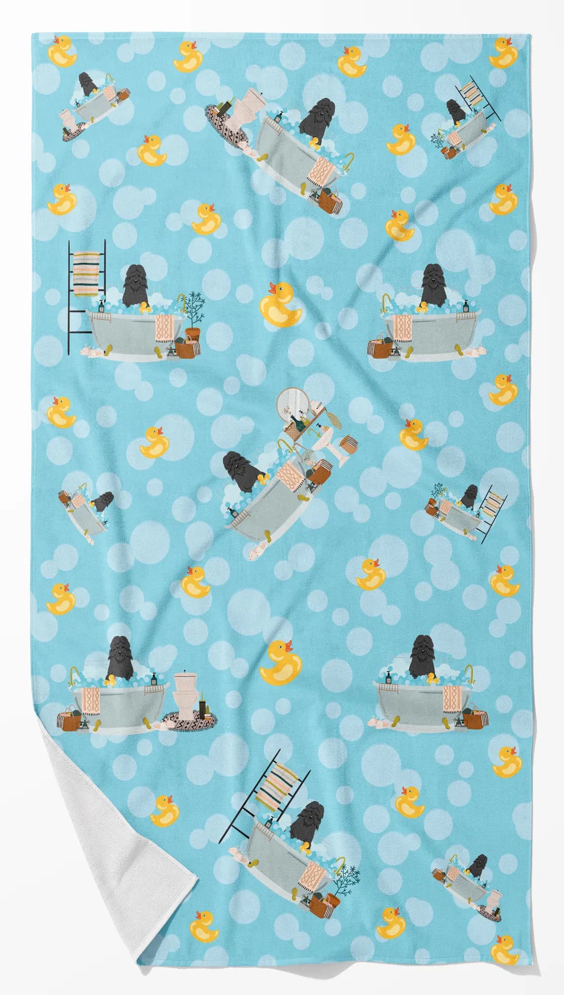 Bouvier des Flandres in Bathtub Bath Towel Large Oversized Plush Fitness Body Towel, Ultra Soft Absorbent Quick Drying, 42"L x 24"W