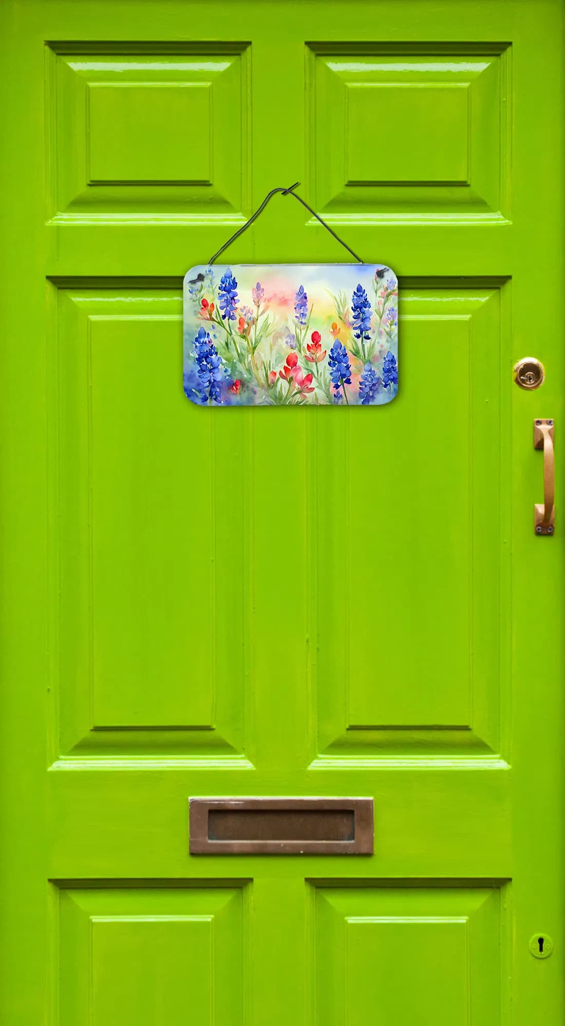 NEW Texas Bluebonnets in Watercolor Wall or Door Hanging Prints Aluminum Metal Sign Kitchen Wall Bar Bathroom Plaque Home Decor, 8HX12W, Multicolor