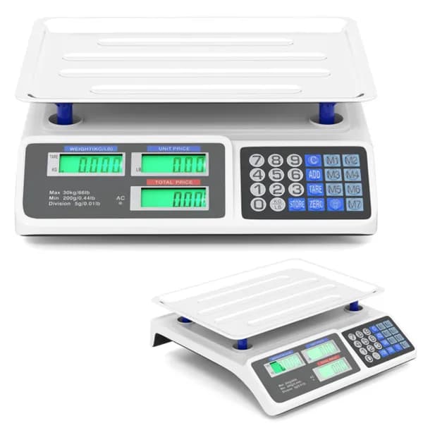66lb/30kg Digital Produce Scale: 0.01lb/5g Precision, Dual Backlit LCD, 3 Power Options, Detachable Stainless Steel Platform for Market/Deli