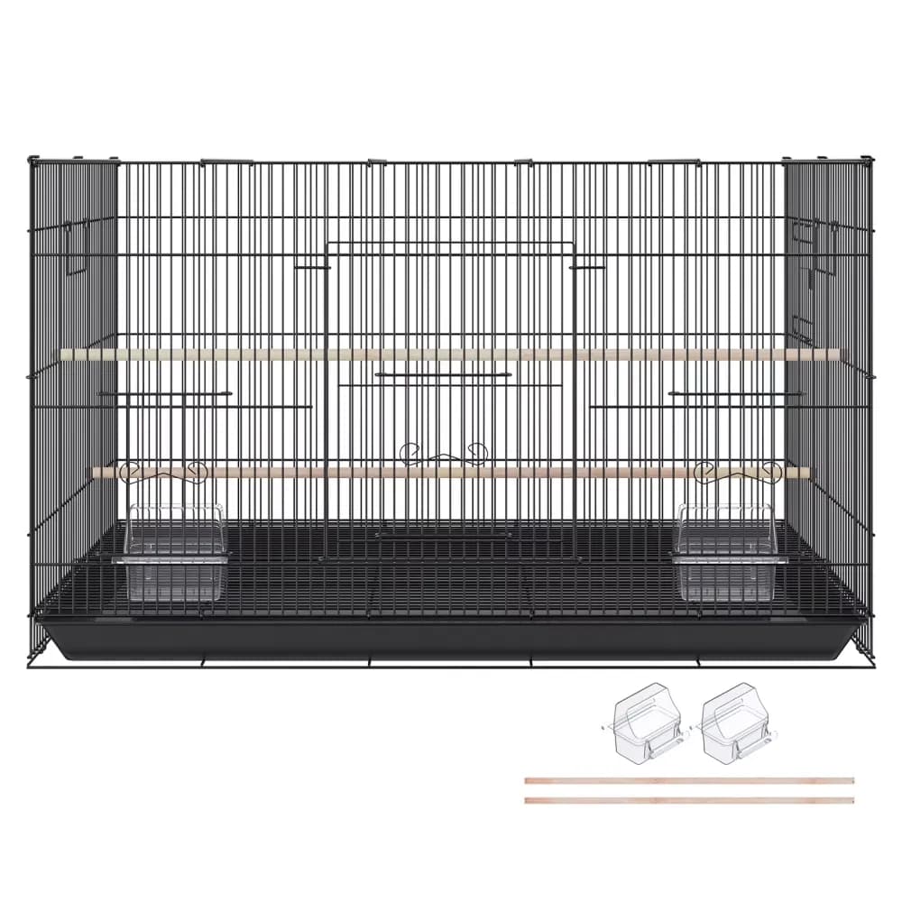 30" Bird Enclosure, Durable Metal Cage for Small Parrots, Budgies, Lovebirds, and Canaries, Includes Mobile Stand and Tray (Shipment from Walmart)
