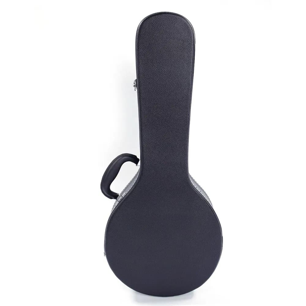 [Replace 78204243]Hardshell A-Style Microgroove Pattern Leather Wood Mandolin Case Black