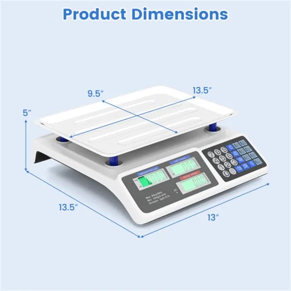 66lb/30kg Digital Produce Scale: 0.01lb/5g Precision, Dual Backlit LCD, 3 Power Options, Detachable Stainless Steel Platform for Market/Deli