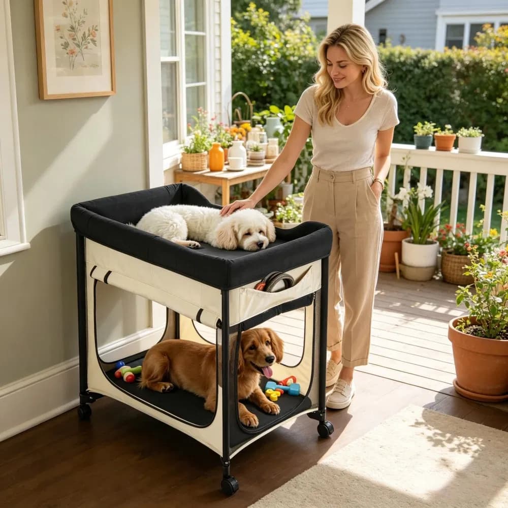 Elevated Dog Bed with Waterproof Oxford for Closet