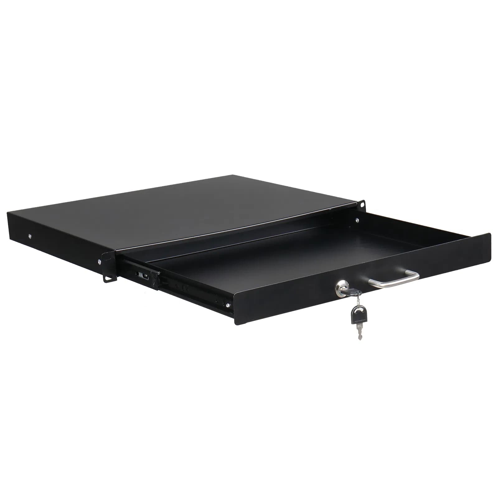 [Do Not Sell on Amazon]19" 1U Steel Plate DJ Drawer Equipment Cabinet with Keys Black