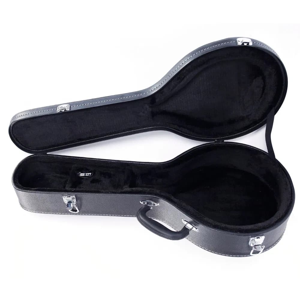 [Replace 78204243]Hardshell A-Style Microgroove Pattern Leather Wood Mandolin Case Black