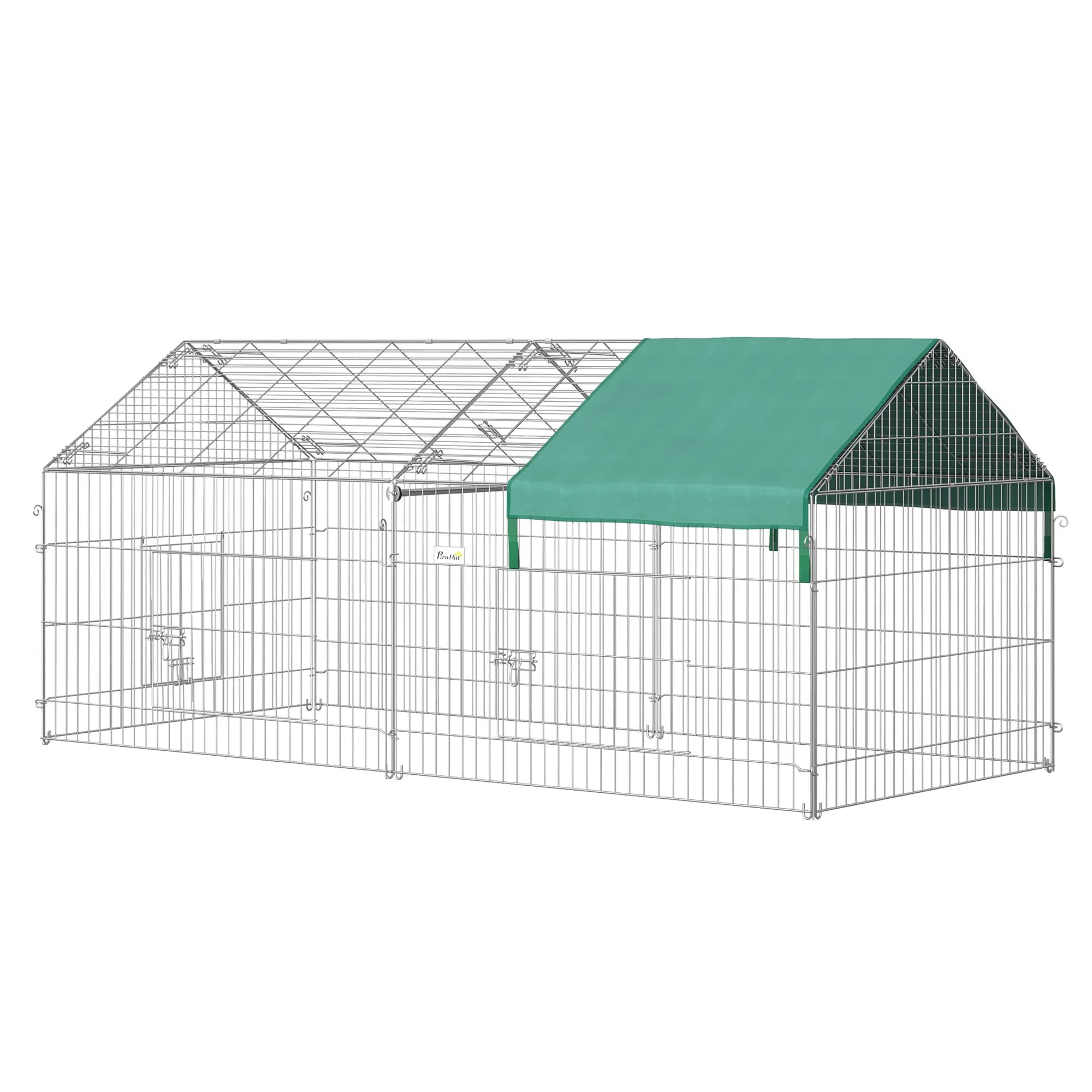 87x41x41-IN Catio Rabbit Guinea Pig Cage Chicken Coop Run, Small Animal Enclousure Outdoor Indoor with Cover and Multiple Doors, Green