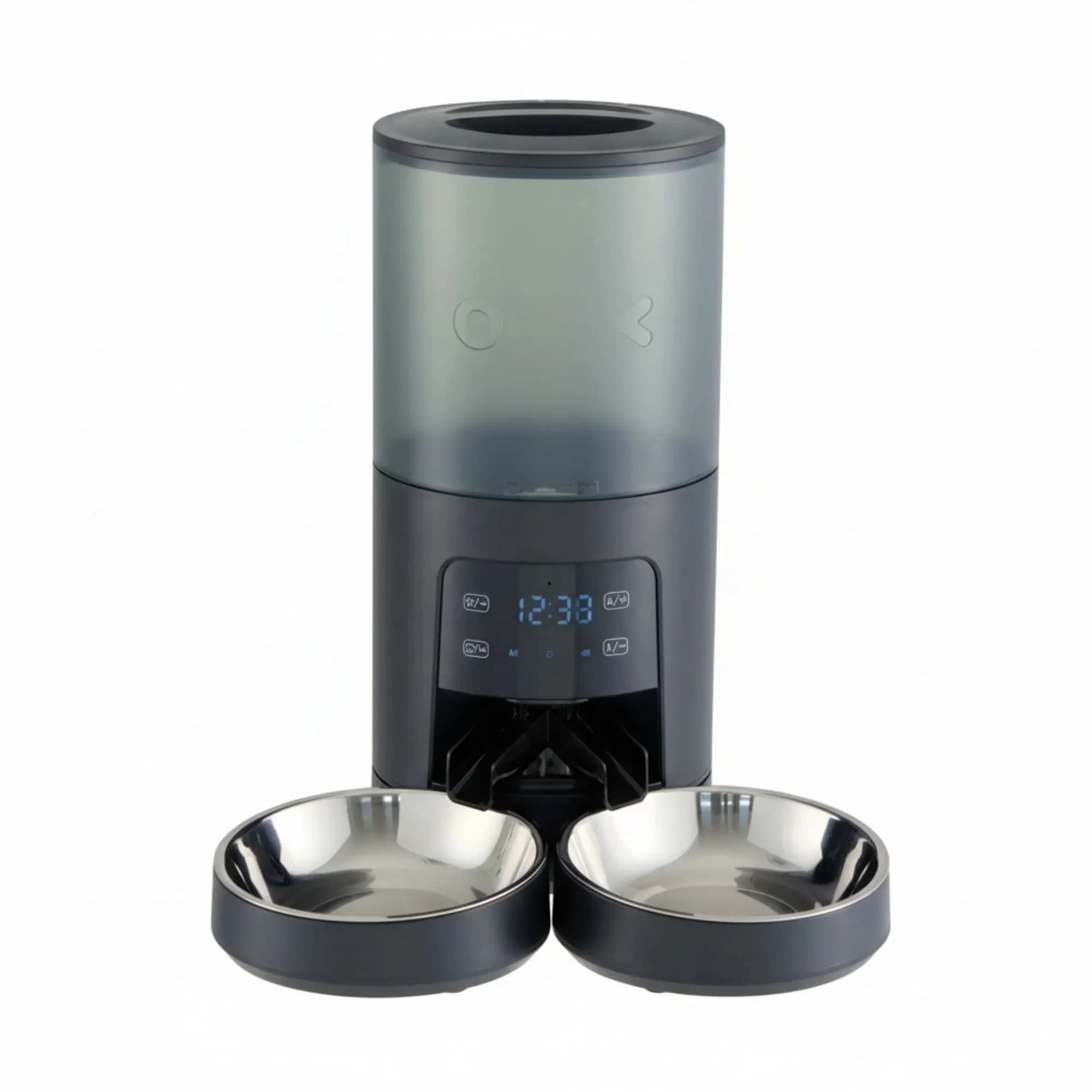6L Automatic Cat Feeder for 2 Cats, Timed Cat Food Dispenser with 2 Stainless Bowls, 10s Voice Recorder, Dual Power Supply, 6 Meals 50 Portions Per Day, Dual Pet Feeder for Cat and Dog