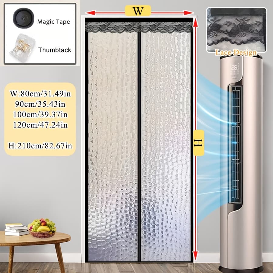 Summer Energy Saving EVA Insulated Door Curtain, Full Magnetic Self Sealing Block Hot & Cold Air Windproof Screen Curtain For Villa Courtyard Balcony Indoor Door