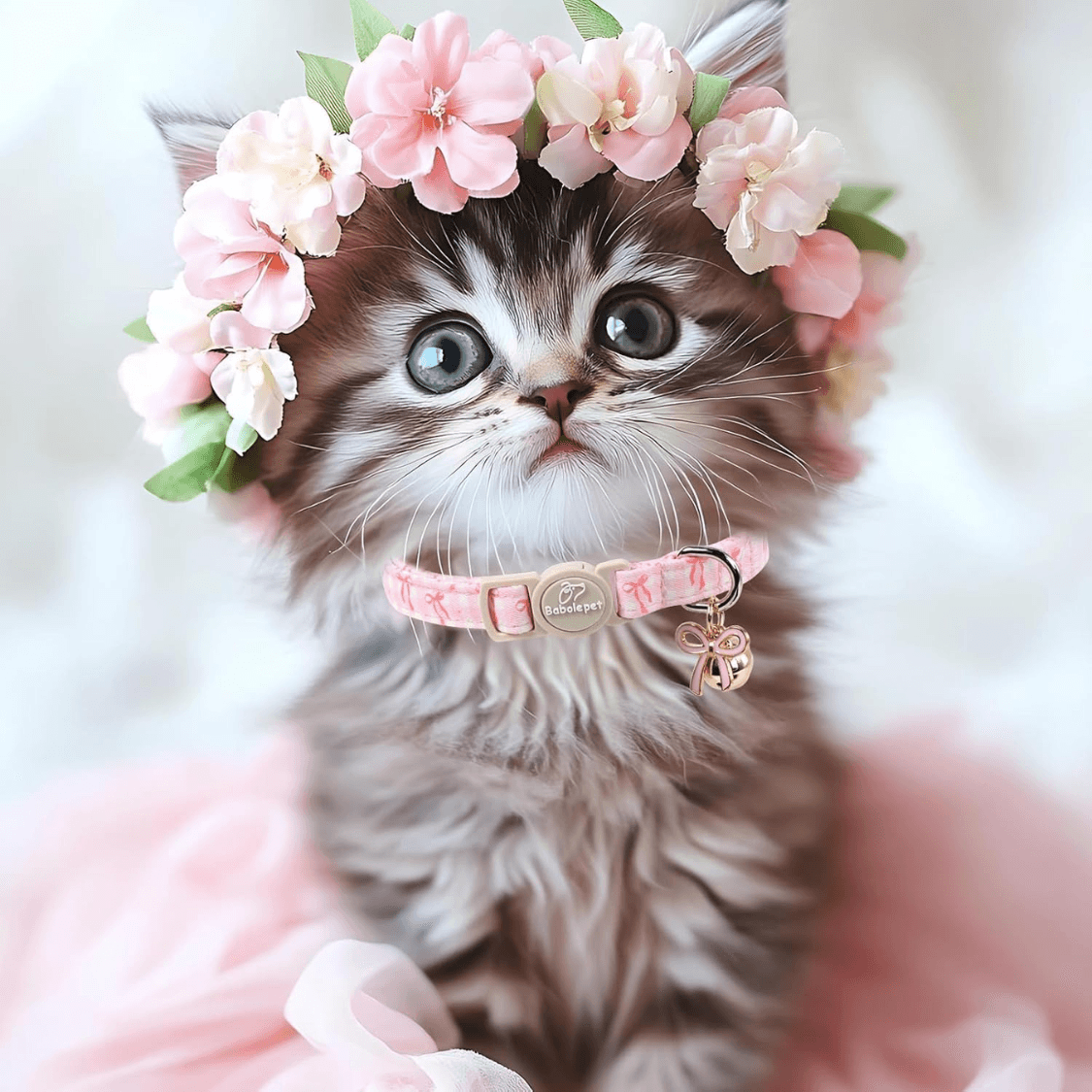 2 Pack Pink Cat Collars  Spring Summer Breakaway Cat Collar With Bell, Bow And Flower Pendant, Adjustable Kitten Collars For Girl Cats, Cute Pink Plaid Bow