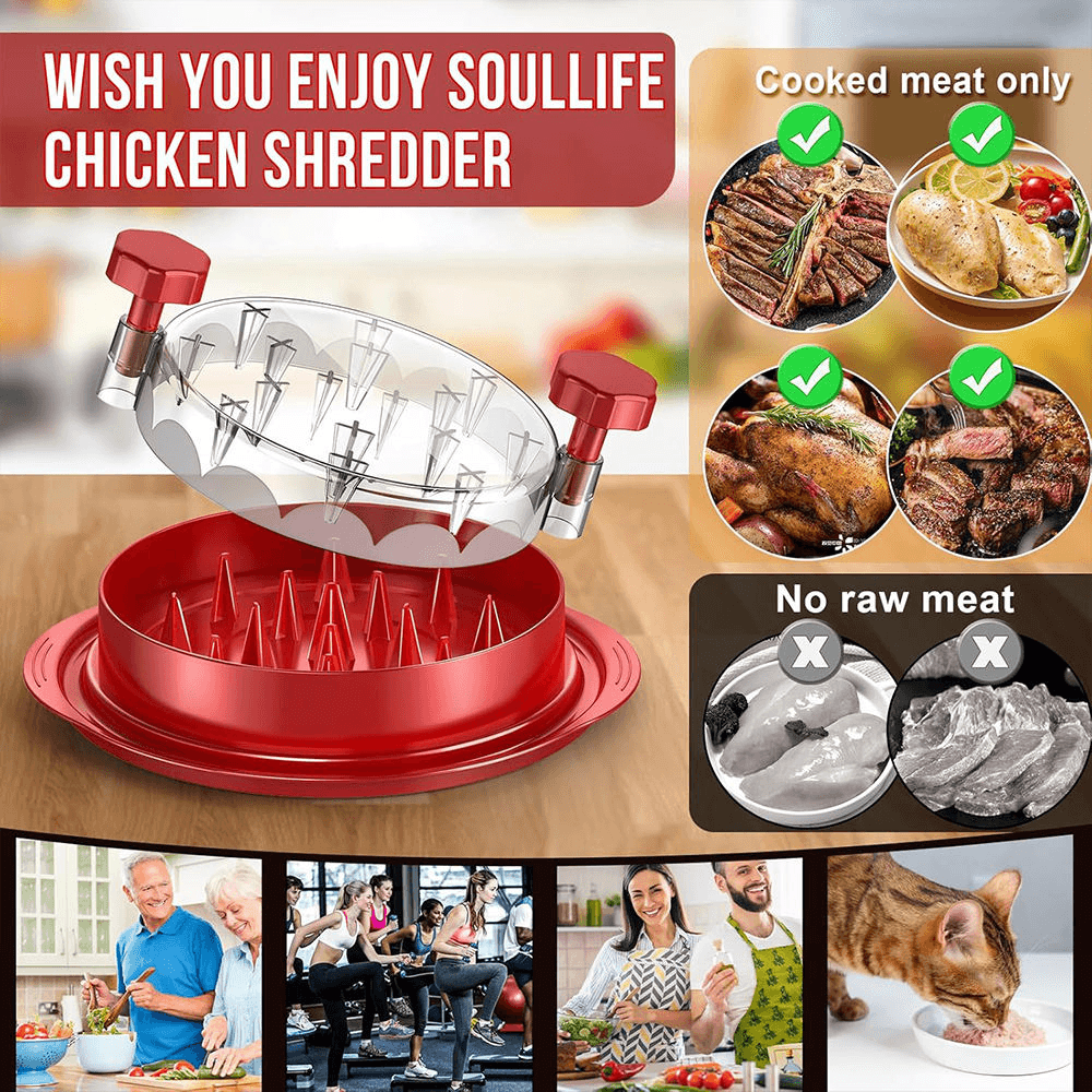 Chicken Breast Shredder & Meat Grinder, Clear Lid, BPA-Free, Food Grade, Anti-Slip, Hand Wash Only