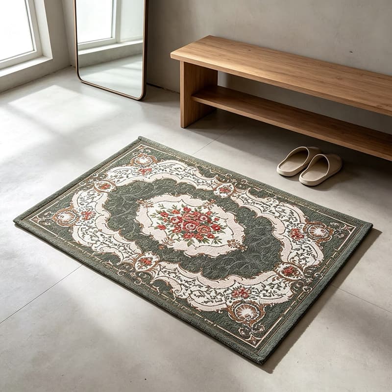 1pc Baroque Style European Style Vintage Style Floral Pattern Jacquard Area Rug